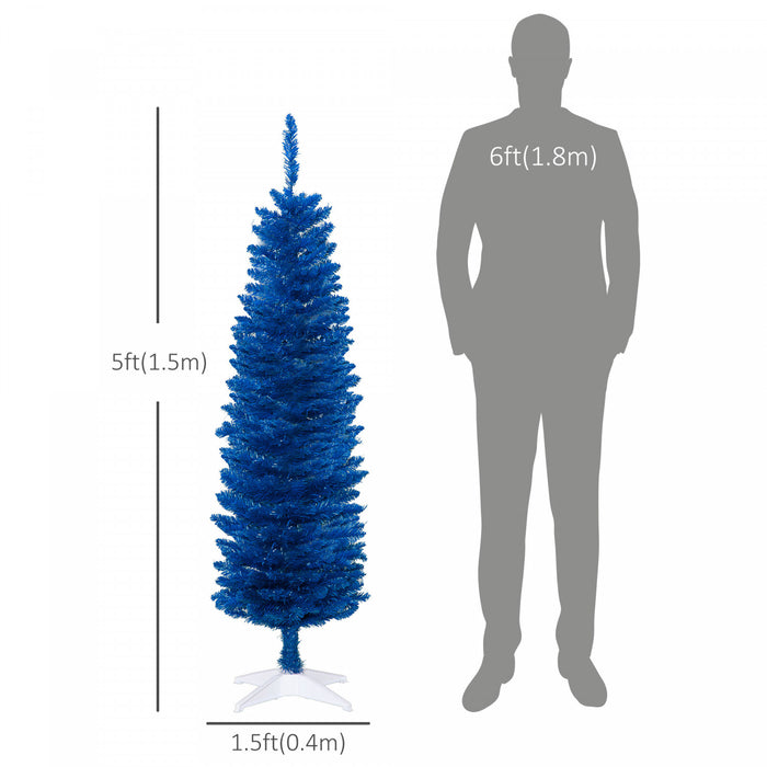 Homcom Pencil Artificial Christmas Tree, Pencil Xmas Tree, Deep Blue
