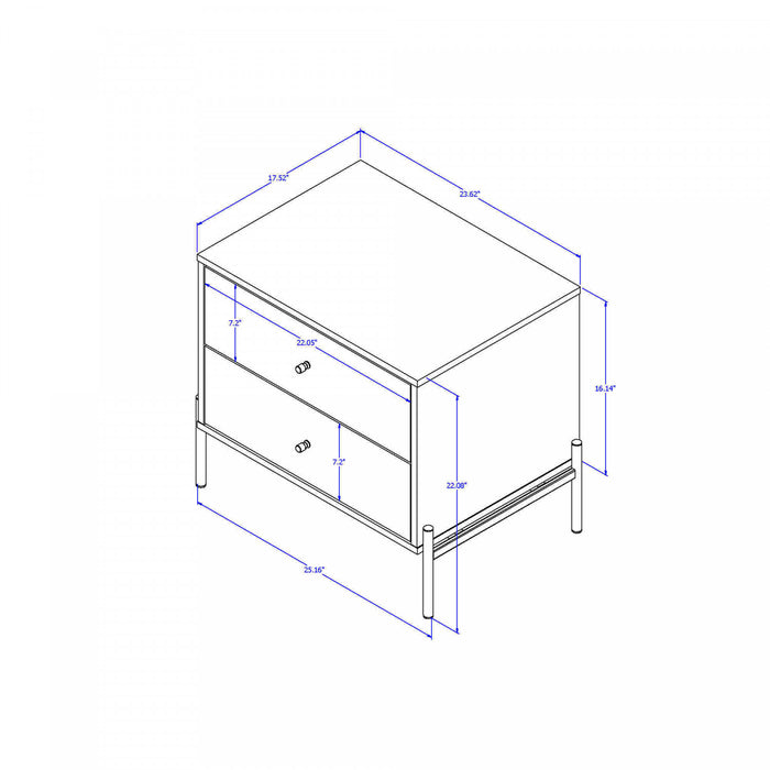 Jasper Modern 25\" Nightstand in Off White (2-Drawer) - Set of 2