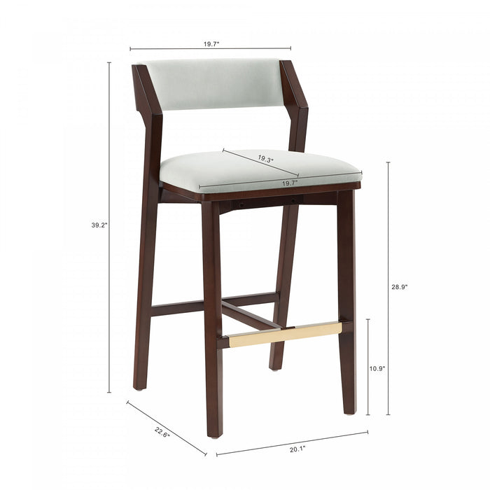 Patricia Modern Wood Upholstered Barstool in White Glacier Bar Stool