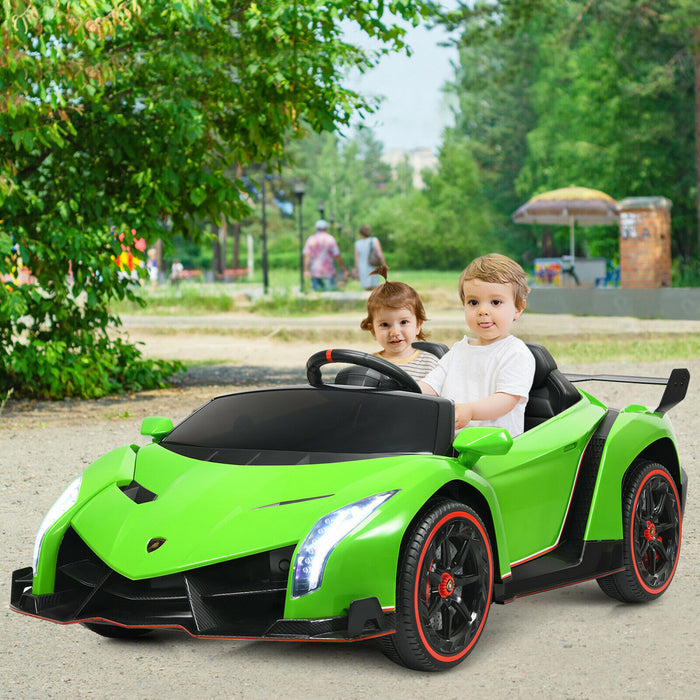 Costway 12v 2-seater Licensed Lamborghini Kids Ride On Car W/ RC & Swing Function Green