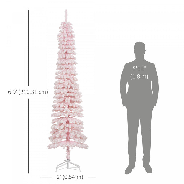 HOMCOM 7' Artificial Christmas Tree with Realistic Branches Pink