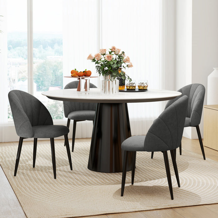 HOMCOM Dining Chairs Set of 4 Kitchen Chairs with Metal Legs Charcoal Grey
