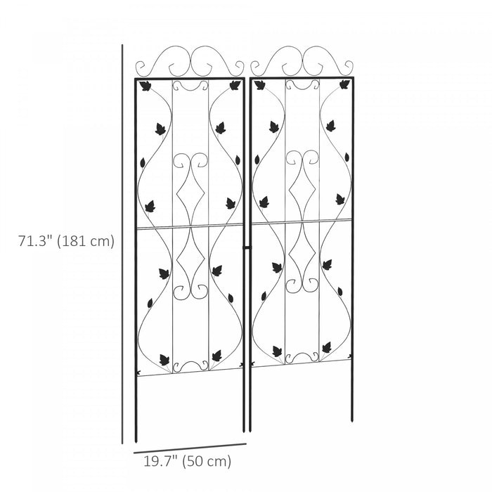 Outsunny Set Of 2 Garden Trellis, Metal Plant Trellis For Climbing