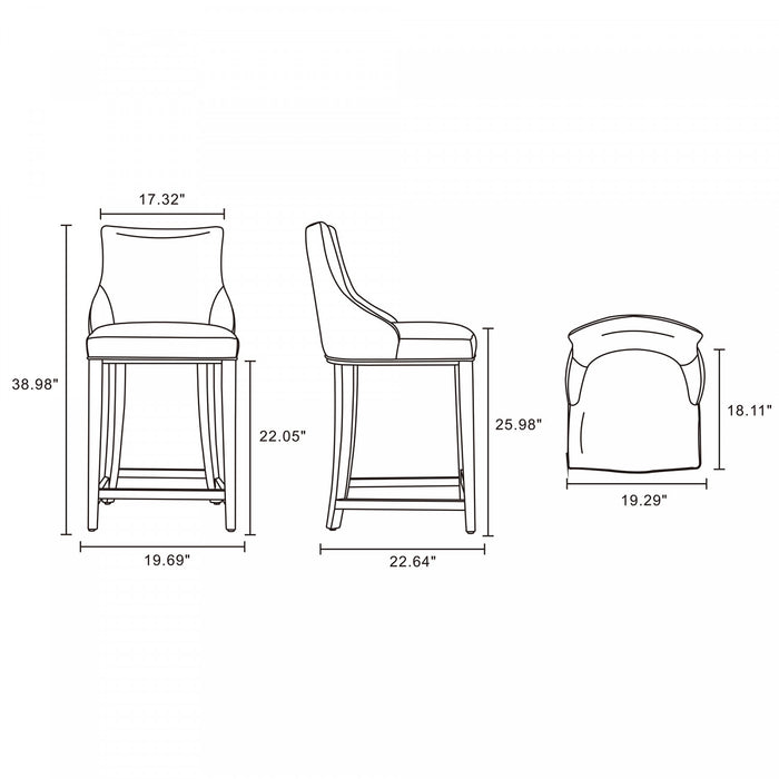 Shubert Modern Wood Upholstered Counter Stool in Tan - Set of 2