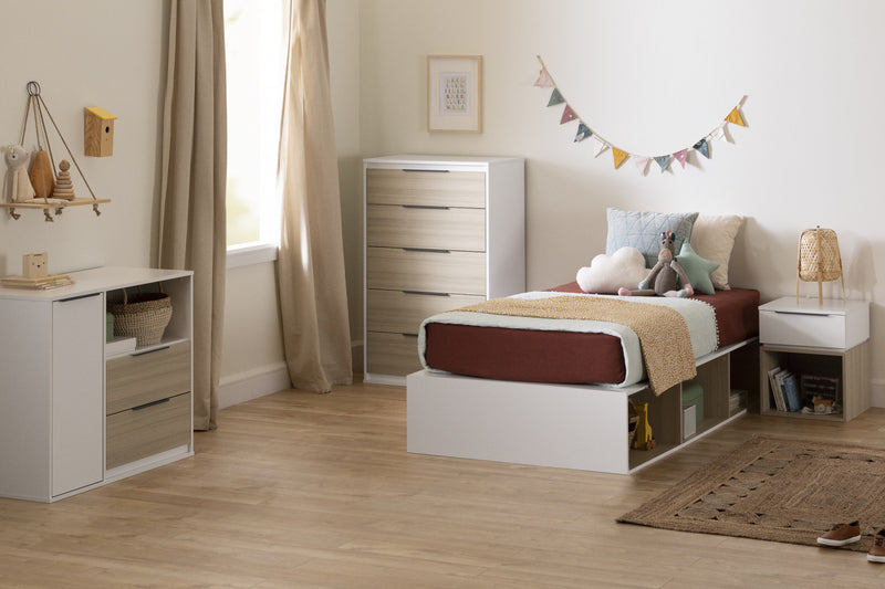 Hourra 1-Drawer Nightstand - Soft Elm White