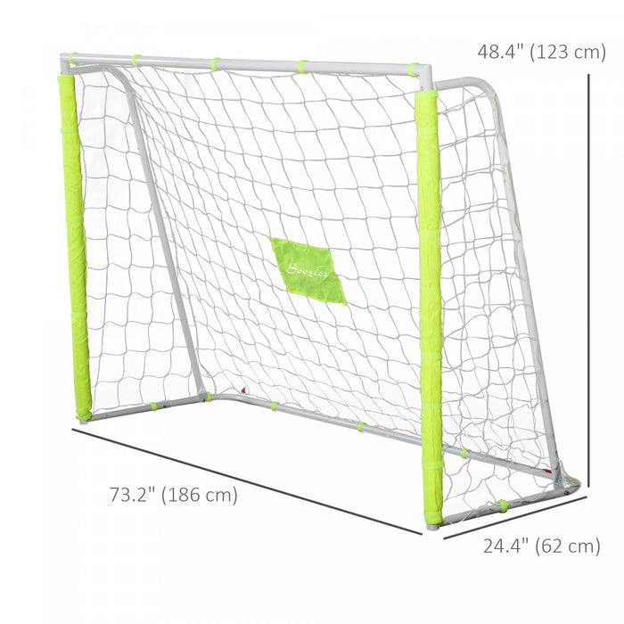 Soozier 6ft X 4ft Soccer Goal Net With Metal Frame, Easy Assembly, Yellow