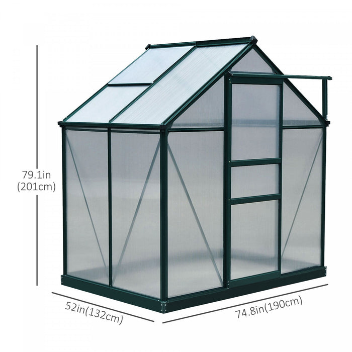 Outsunny 6.2' X 4.3' X 6.6' Clear Polycarbonate Greenhouse Large Walk-in Green House Garden Plants Grow Galvanized Base Aluminium Frame W/ Slide Door