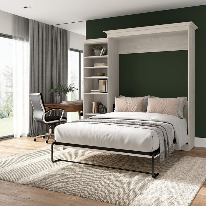Bestar Versatile Queen Murphy Bed with Closet Organizer (92 W) - Linen White Oak