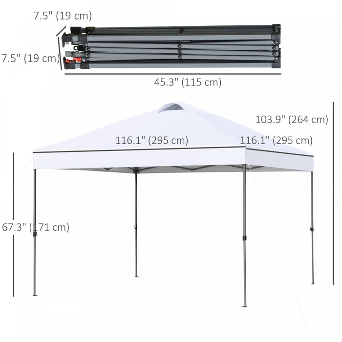 Outsunny 10' X 10' Pop Up Canopy Tent With Airy Top Vent And Bag, White