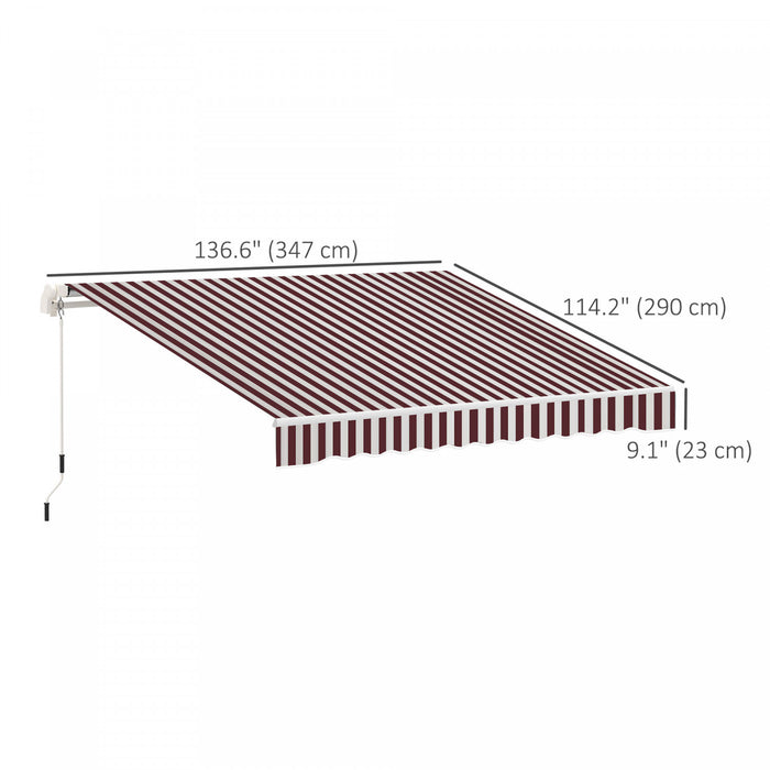 Outsunny 11' X 10' Retractable Awning Fabric Replacement Outdoor Sunshade Canopy Awning Cover, Uv Protection, Red And White