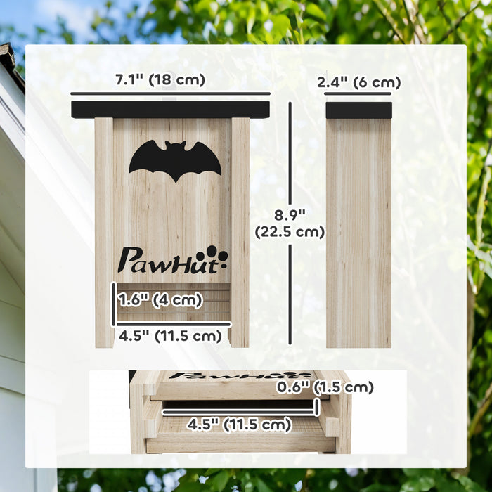 Pawhut Bat Boxes, Pack Of 3 Wooden Bat Houses For Outdoor, Garden, Farm, Easy For Bat To Land And Roost, Designed To Attract Bats & Easy To Hang, 18 X 6 X 22.5 Cm