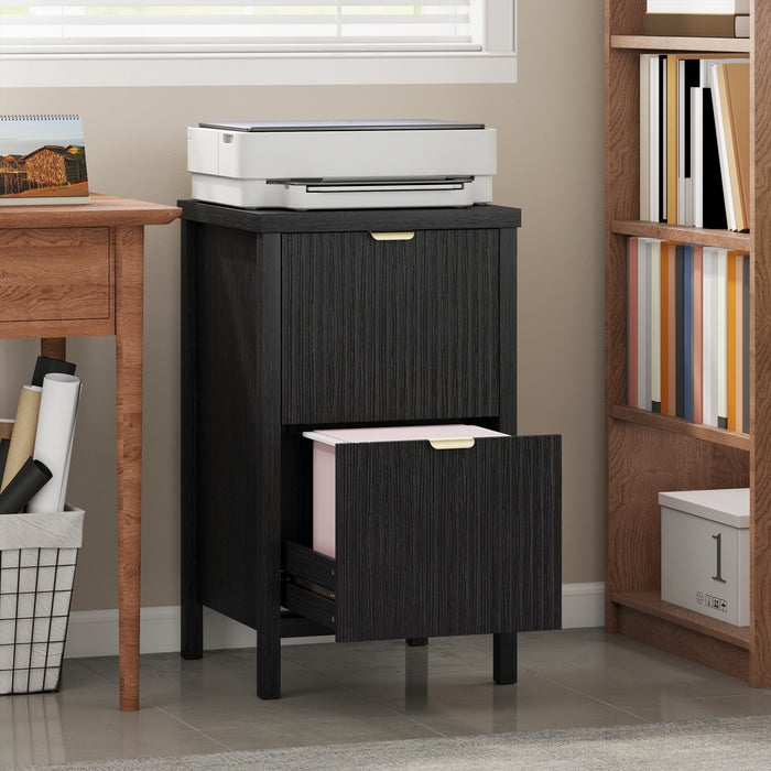 HOMCOM 2 Drawer File Cabinet, Filing Cabinet Fits Letter/A4 Size, Black