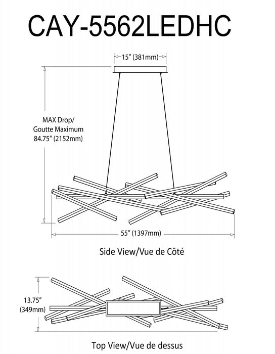 Dainolite Carly Chandelier 62w LED Matte Black Lamp