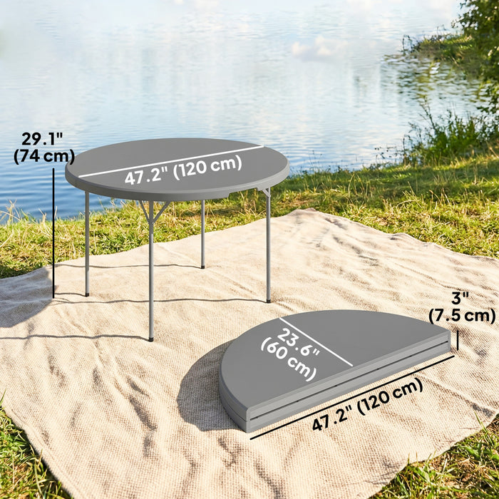 Outsunny 4ft Folding Picnic Table with Anti-Slip Foot Pads, Grey