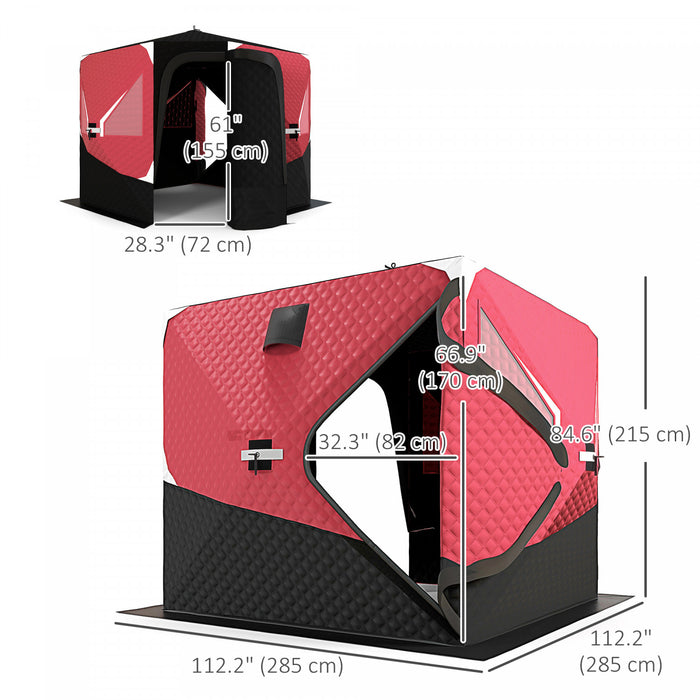 Outsunny Insulated Ice Fishing Tent With Oversized Doors For 3-4 Person