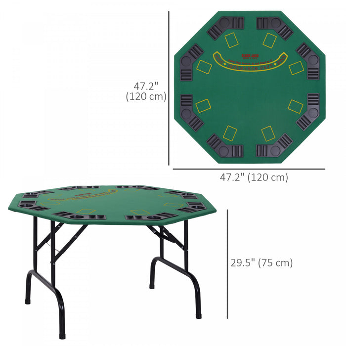 Soozier 47\" 8 Player Blackjack Folding Poker Table with Cup Holders, Green