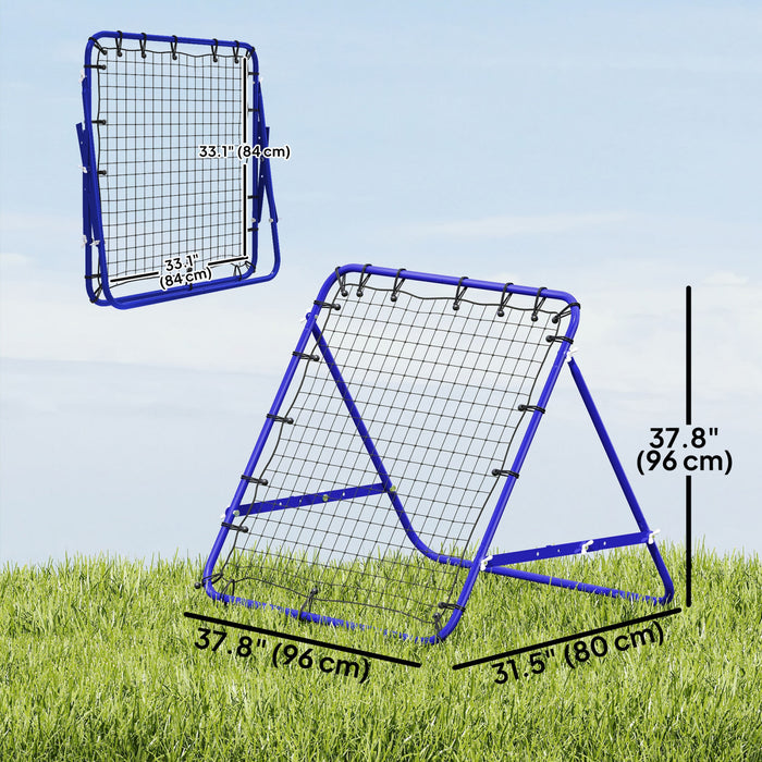 HOMCOM Rebounder Net Football Training Aid Kickback Target Play Blue