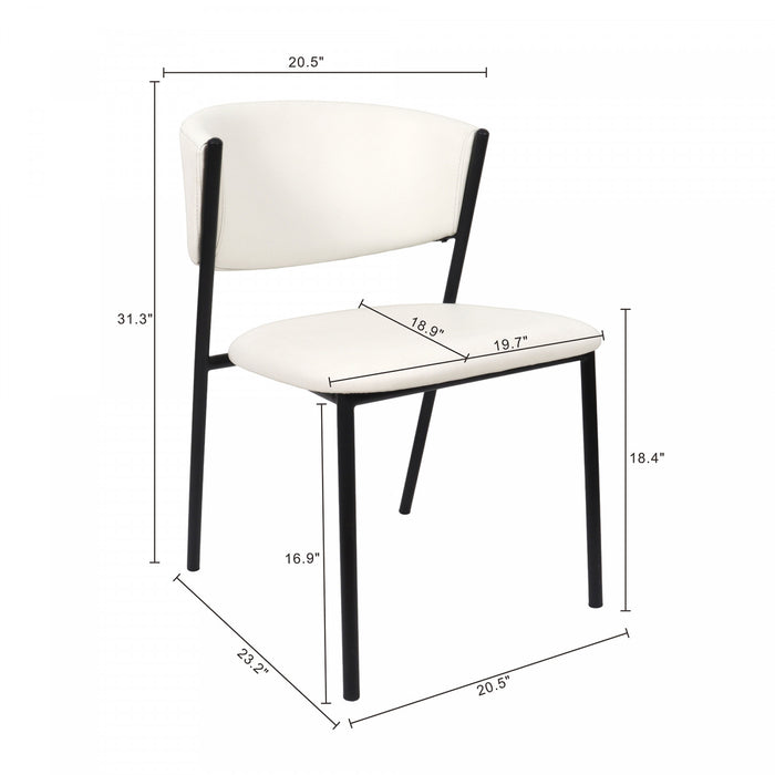 Drift Contemporary Modern Vegan Leather Metal Side Chair in Ivory - Set of 4