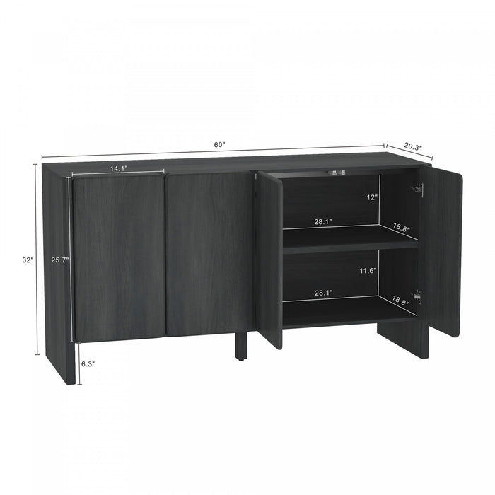 Linda Modern 60\" Sideboard in Charcoal Gray Buffet