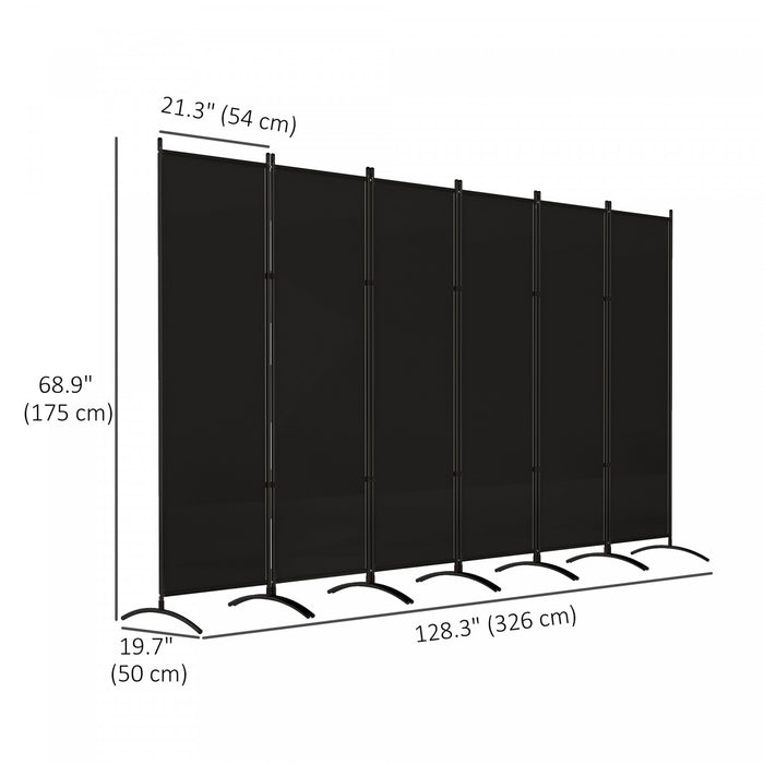 Outsunny 6 Panel Folding Privacy Screen, Uv30+ Room Divider, Black