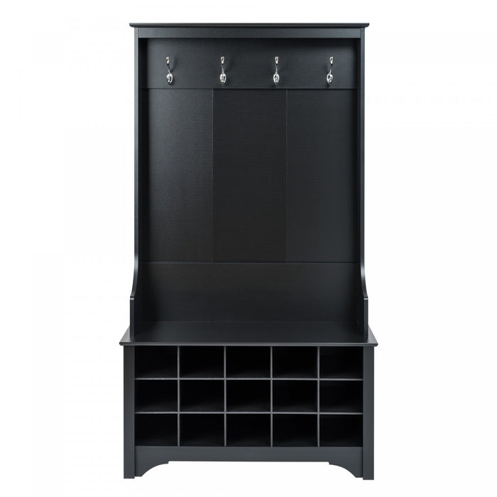 Hall Tree with Shoe Storage - Black