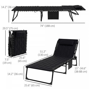 Outsunny Folding Chaise Lounge, Padded Reclining Tanning Chair, Black