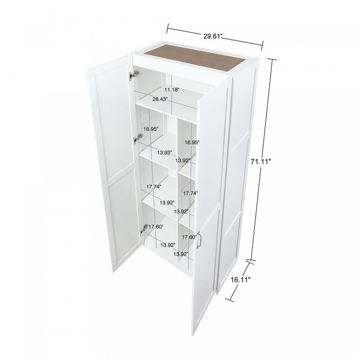 Cornelia Modern 30\" Storage Cabinet in White (7-Shelf)