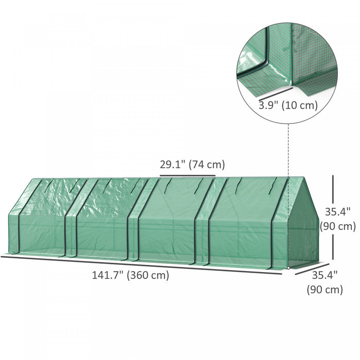 Outsunny 12' X 3' X 3' Portable Greenhouse, Tunnel Greenhouse Green