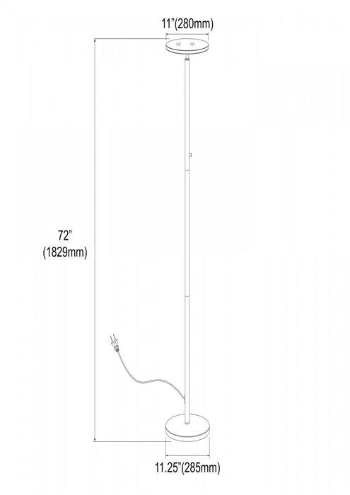 Dainolite LED Torchier Floor Lamp Sandy Black Finish