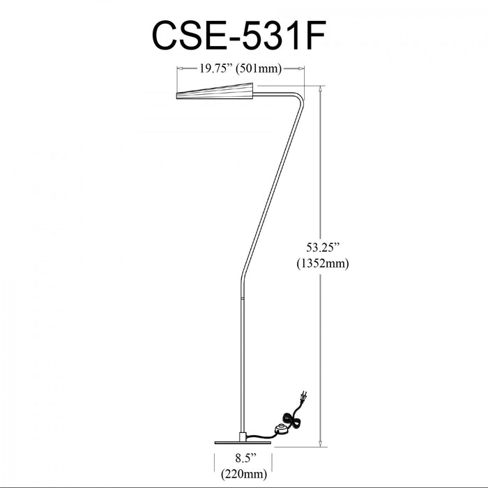 Dainolite Cassie 1 Light Floor Lamp Incandescent Matte Black Matte Black