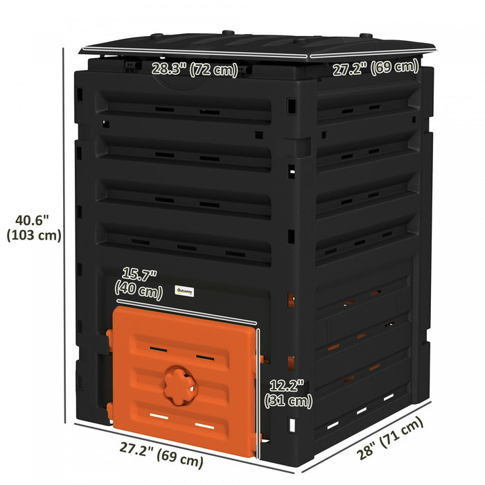 Outsunny 120 Gallon Compost Bin, Large Composter With 80 Vents, Orange