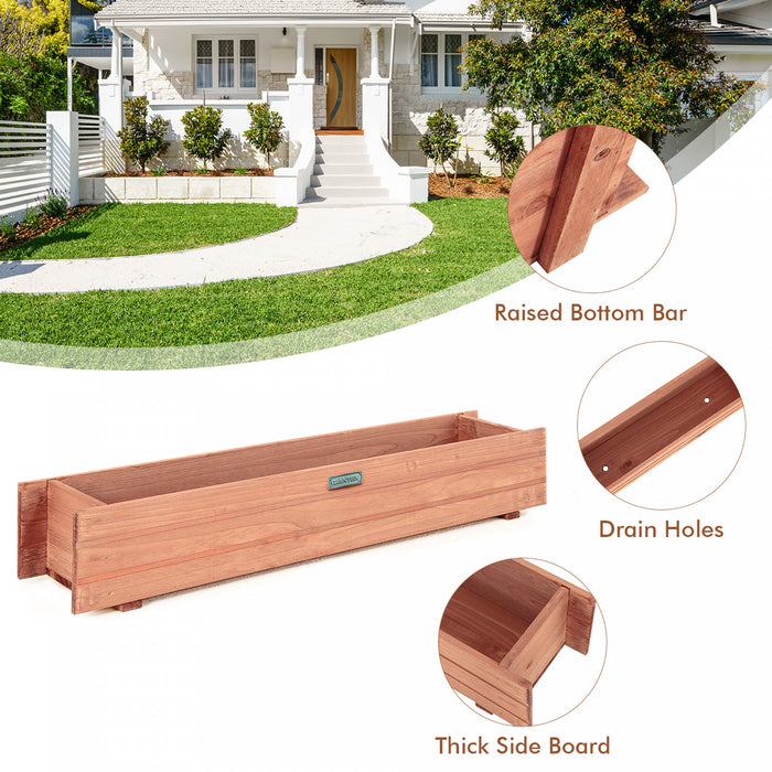 Costway 36 Inch Wooden Flower Planter Box Garden Yard Decorative Window Box Rectangular