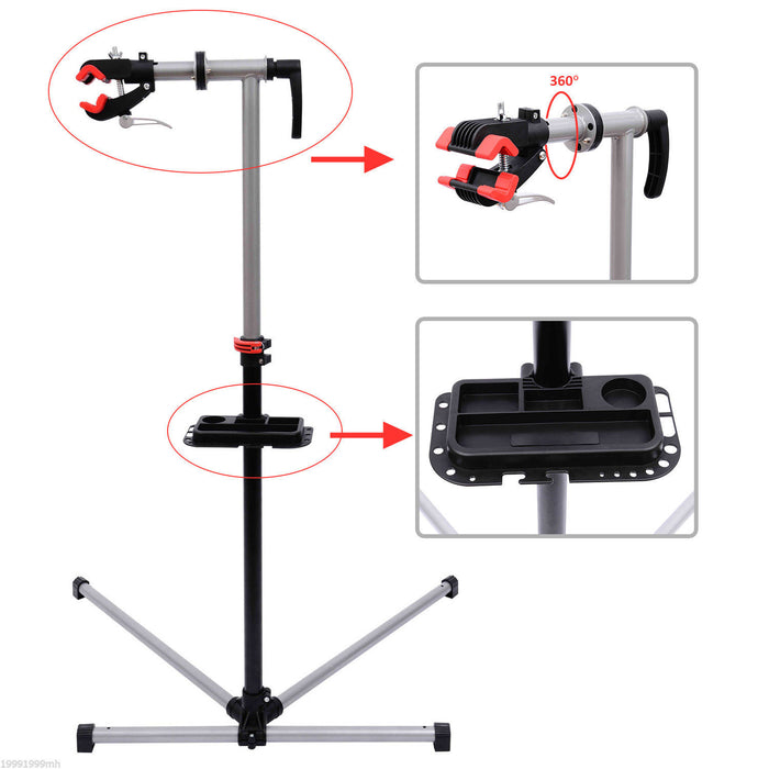 Homcom Bike Repair Stand Adjustable 47\" To 75\" Tool Tray Bicycle Cycle Rack Work