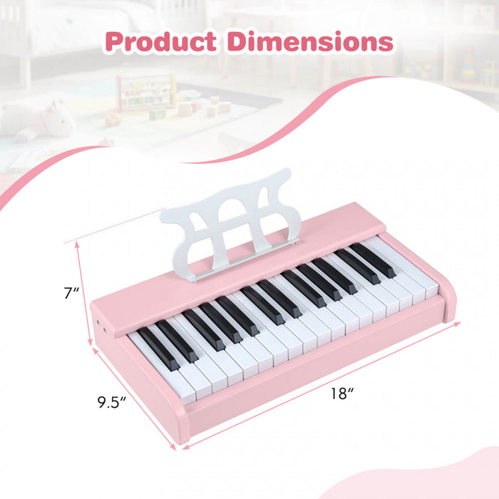Costway 30 Keys Kids Piano Keyboard with Removable Music Stand, One-key Start Function Pink