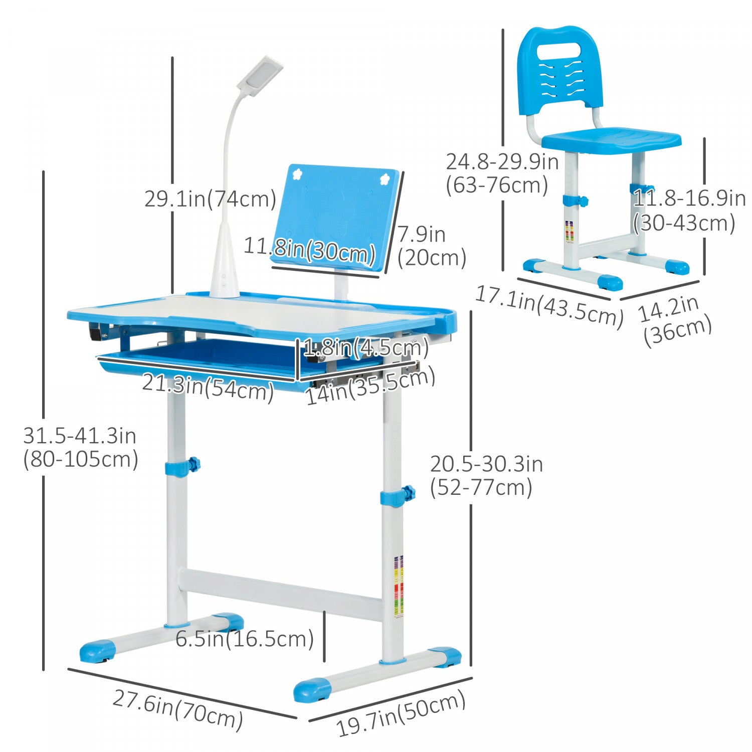 Qaba Kids Desk And Chair Set Height Adjustable Student Writing Desk. The Brick