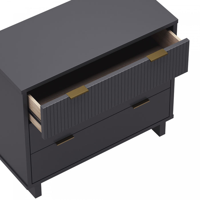 Elara Contemporary 38\" Solid Wood Dresser in Charcoal Gray (3-Drawer)