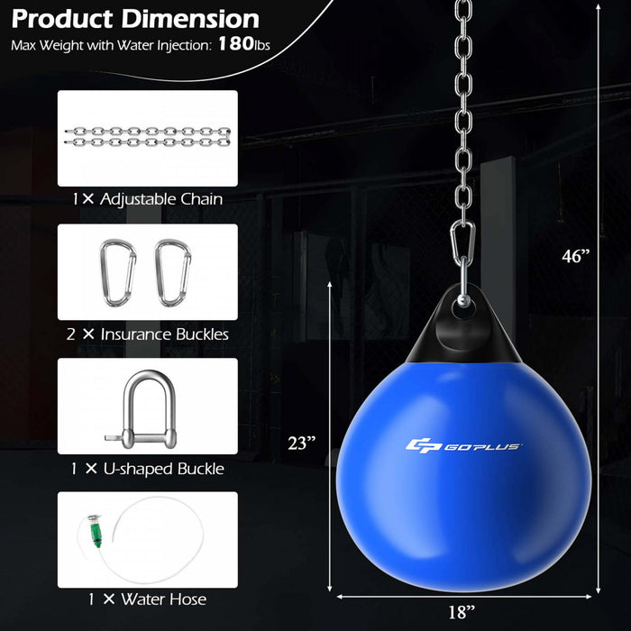 Goplus 18\" 110lbs Heavy Water Filled Punching Aqua Training Boxing Bag Home Gym Hook Blue