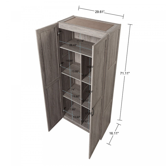 Hopkins Modern 30\" Storage Cabinet in Gray (7-Shelf) - Set of 2 Armoire