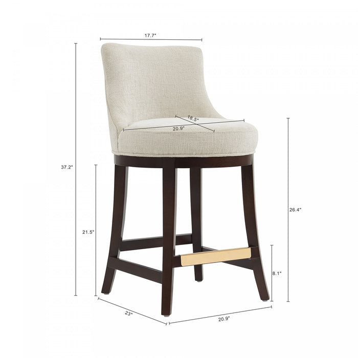Lucia Modern Wood Chenille Counter Stool in Natural Bar Stool