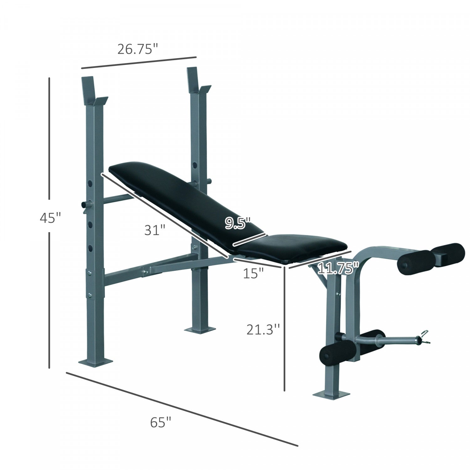 Soozier Incline Decline Weight Bench With Leg Extension And
