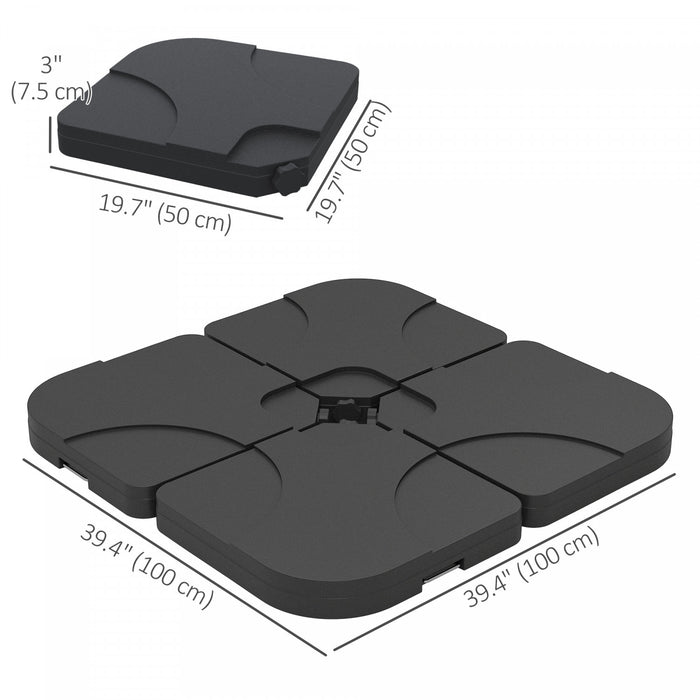 Outsunny 4pc Portable Umbrella Base Weights Garden Parasol Base, Black