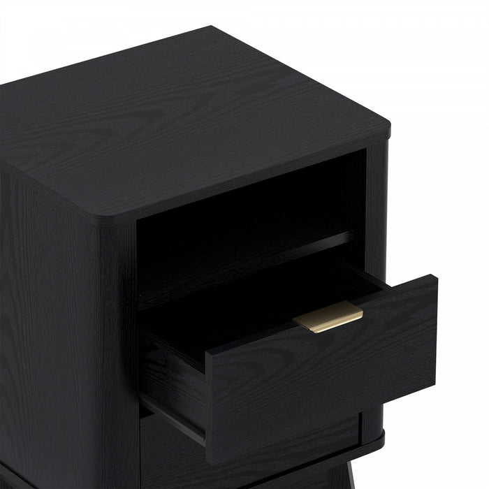 Orlen Mid-Century Modern 2-Drawer Multi-Purpose Nightstand & End Table in Black