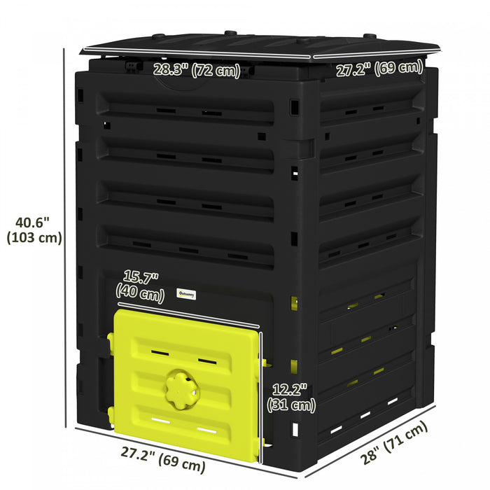 Outsunny 120 Gallon Compost Bin, Large Composter With 80 Vents, Yellow