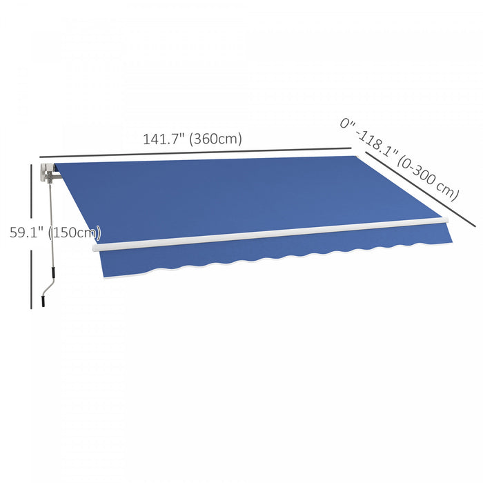 Outsunny Retractable Awning Manual Sun Shade Shelter Dark Blue