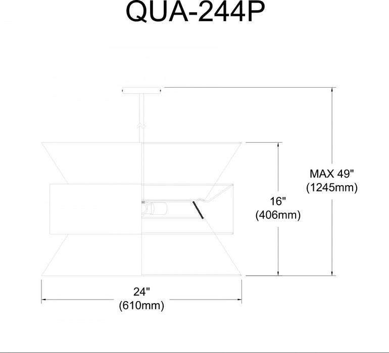 Dainolite Questa 4 Light Pendant Polished Chrome White Shades Lamp