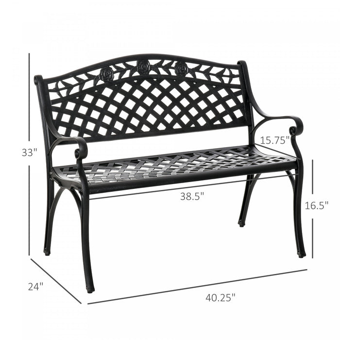 Outsunny 2-seater Aluminum Garden Bench Outdoor Loveseat Chair