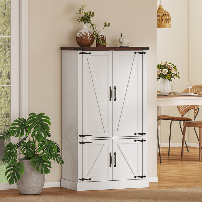HOMCOM Pantry Cabinet, Kitchen Storage Cabinet with 6 Door Racks, White
