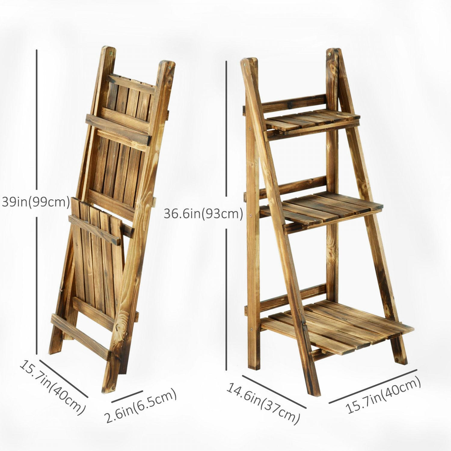 le petit jardin wooden 3-shelf indoor-outdoor plant stand Outsunny Outdoor Plant Stand, Foldable Flower Stand 3-tier Wooden P