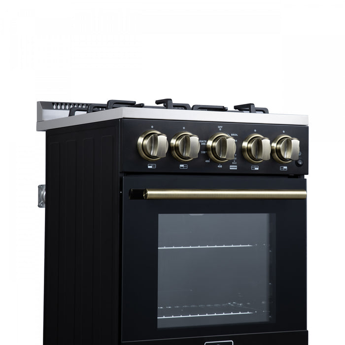 Forno Lamazze 20\" Freestanding Gas Range, Black, FFSGS6265-20BLK