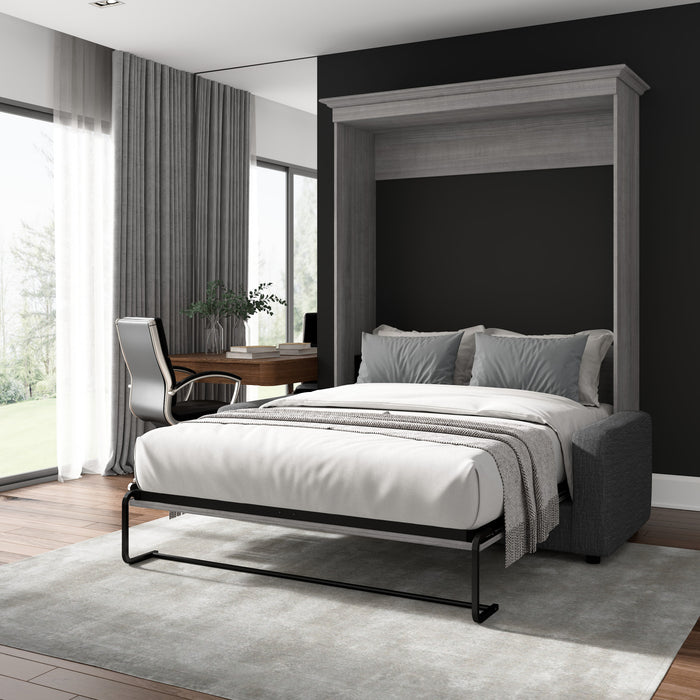 Bestar Versatile Queen Murphy Bed with Sofa (78 W) - Platinum Grey